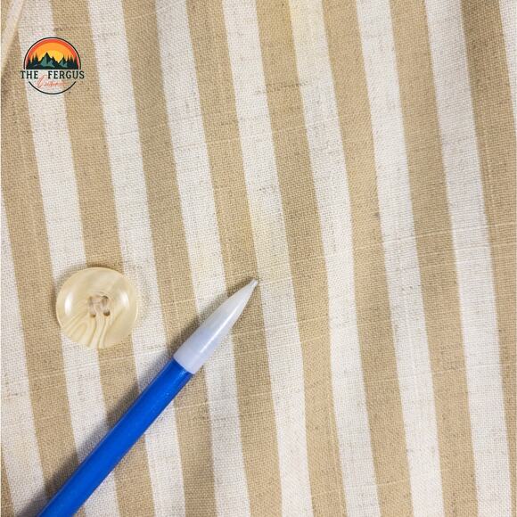 Kentucky Derby Blazer Linen Blend Wide Lapel Preppy Stripes Tan White Size 18 - Picture 12 of 16